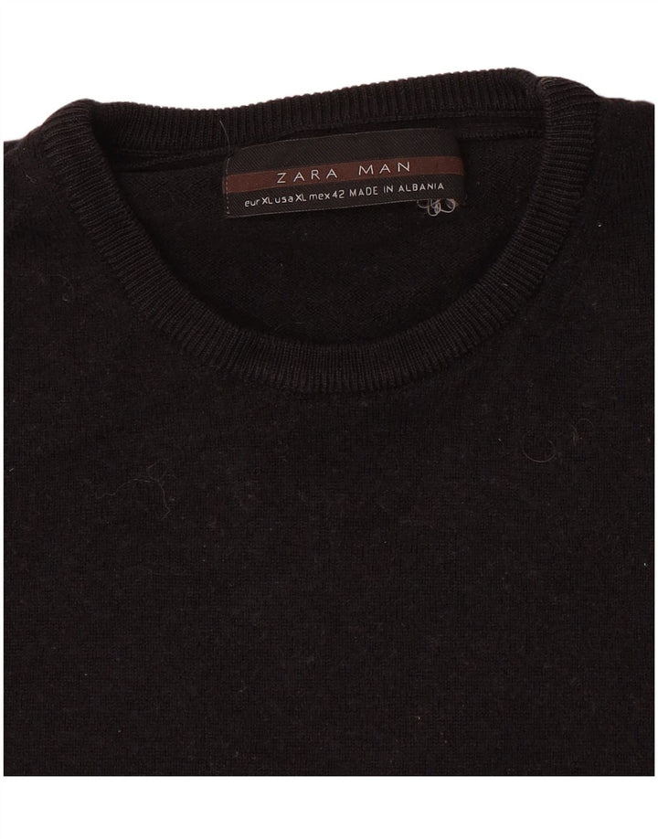 Zara Suéter masculino com gola redonda XL preto