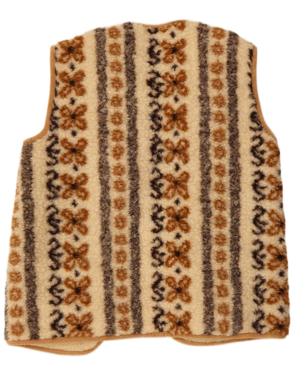 Colete feminino vintage IT 54 3XL lã floral bege