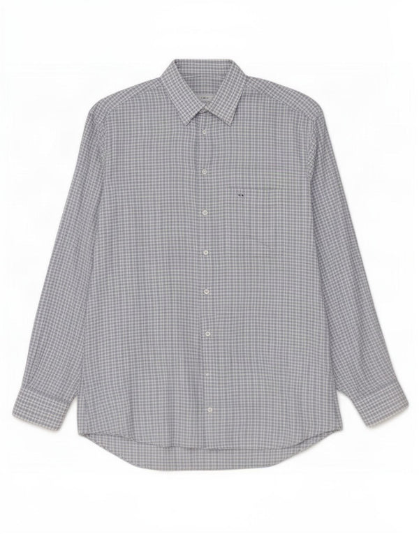 Camisa masculina de flanela Ermenegildo Zegna grande algodão xadrez azul