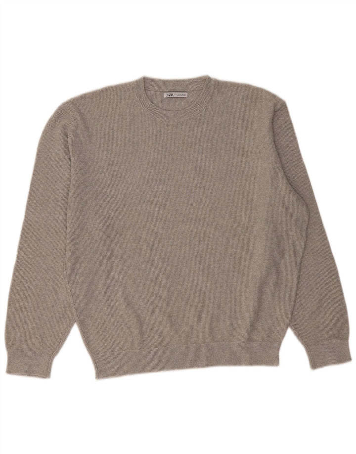 Zara Suéter feminino com gola redonda e gola redonda UK 18 XL cinza