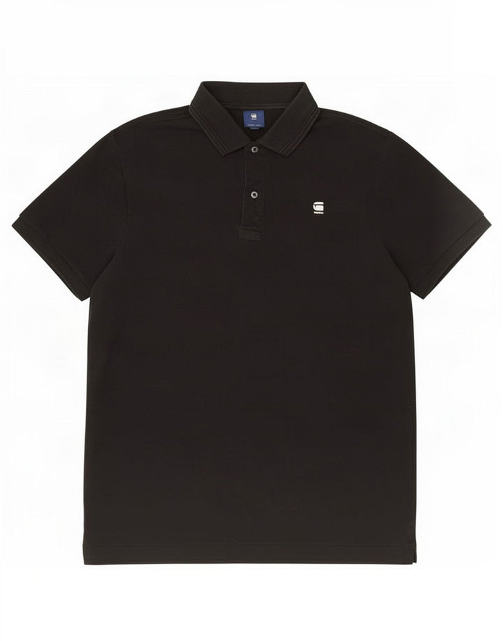 Camisa polo masculina G-Star de algodão preto médio