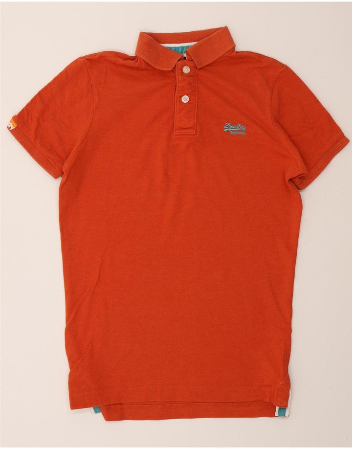 Camisa polo masculina SUPERDRY alta de algodão laranja médio