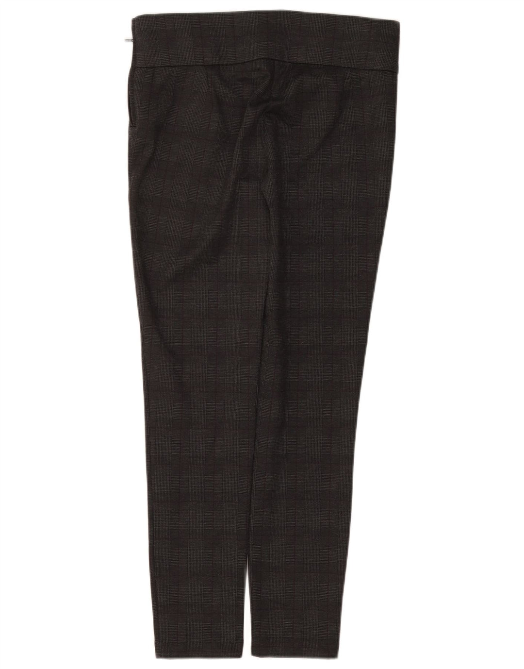 ZARA Calça feminina casual slim de cintura alta grande W30 L28 cinza xadrez