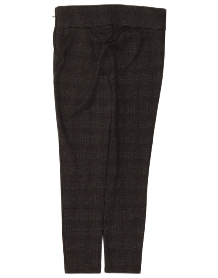 ZARA Calça feminina casual slim de cintura alta grande W30 L28 cinza xadrez