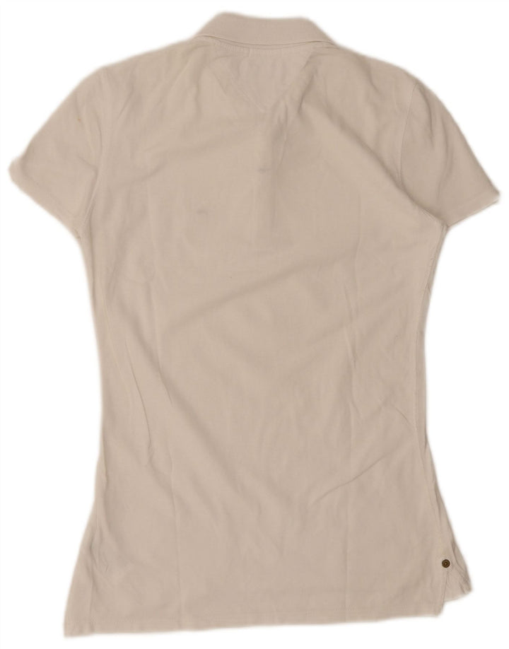 Camisa polo feminina Tommy Hilfiger Reino Unido 12 médio algodão branco