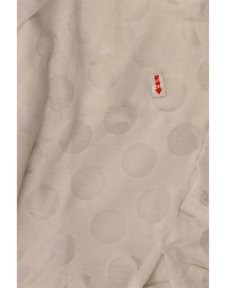 ADIDAS Womens Vest Top UK 10 Pequeno Poliéster Geométrico Branco