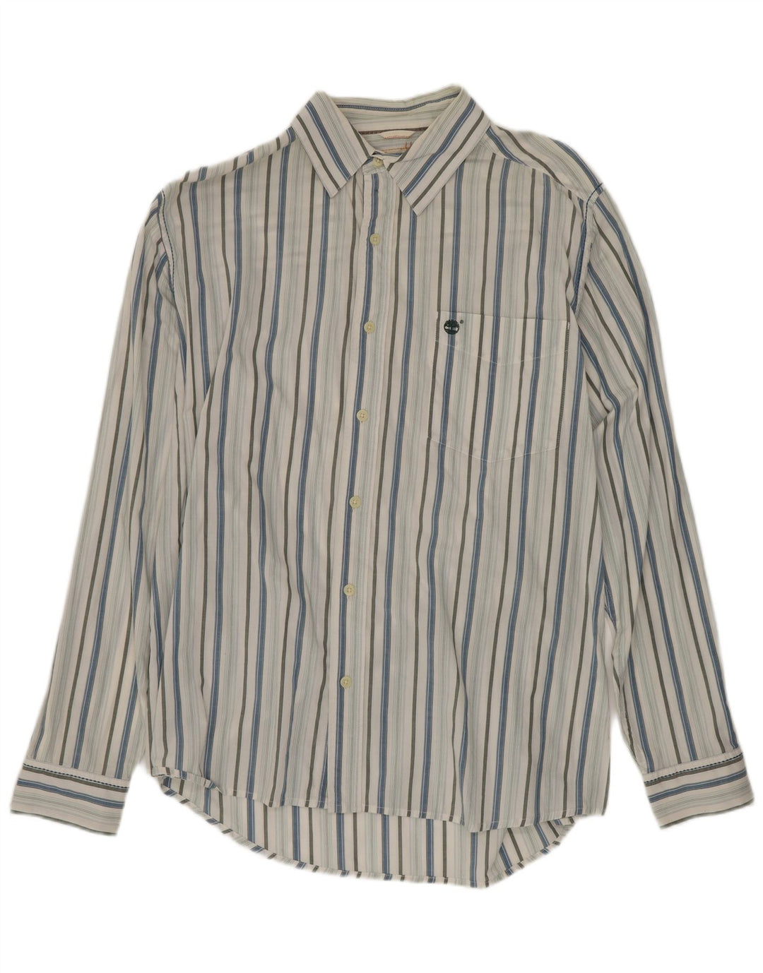 Camisa masculina Timberland grande algodão listrado azul