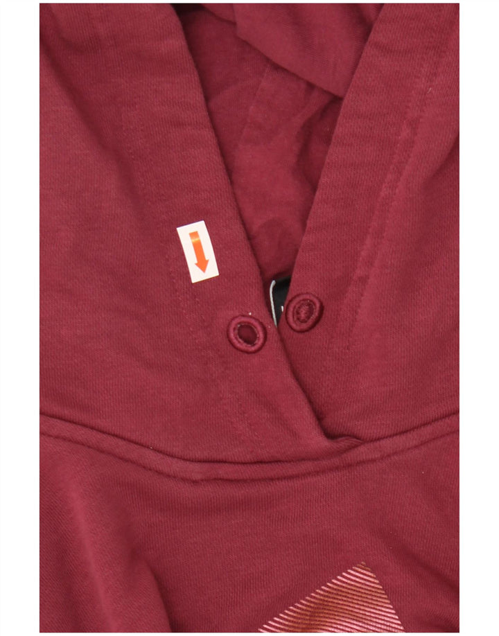 ADIDAS Womens Oversized Crop Graphic Hoodie Jumper Reino Unido 8/10 Pequeno Borgonha