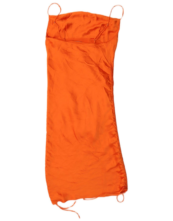 Zara Vestido Slip Feminino UK 8 Pequeno Poliéster Laranja