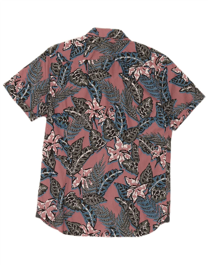 Camisa masculina de manga curta Ted Baker tamanho 3 algodão floral rosa médio