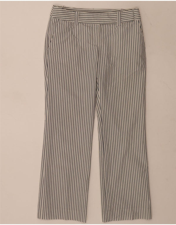 Calça feminina Zara de terno reto UE 38 pequeno W28 L29 risca de giz preta