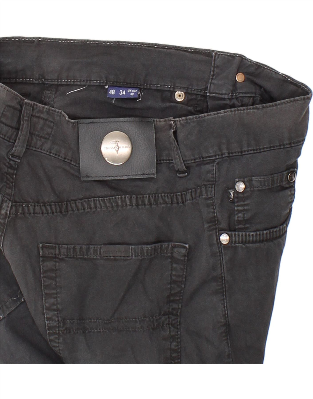 TRUSSARDI Womens Straight Casual Trousers W32 L31  Black Cotton Vintage Trussardi and Second-Hand Trussardi from Messina Hembry 