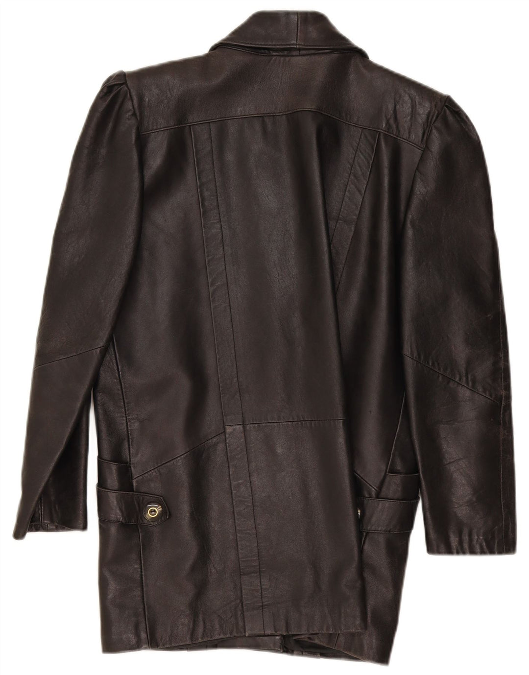 Jaqueta de couro feminina vintage UK 14 marrom médio