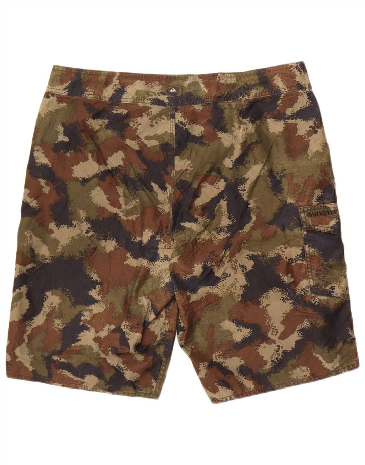 Shorts de natação masculinos Quiksilver grande poliéster camuflado cáqui