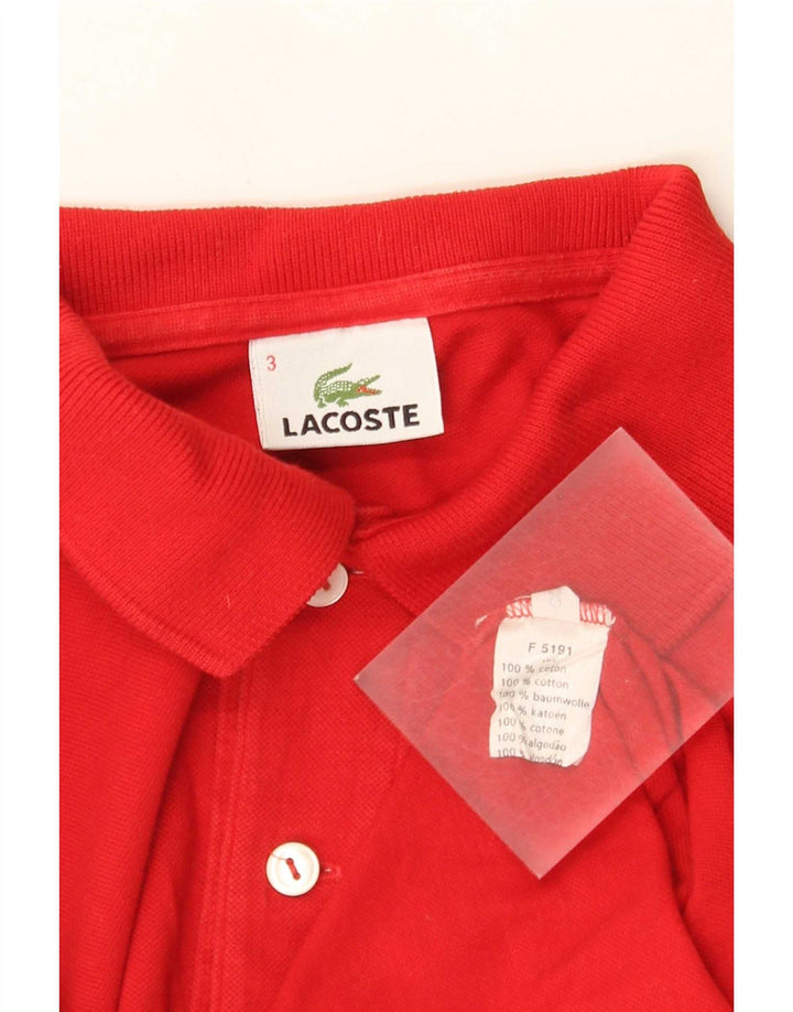 Camisa polo masculina de manga comprida Lacoste tamanho 3 pequeno algodão vermelho