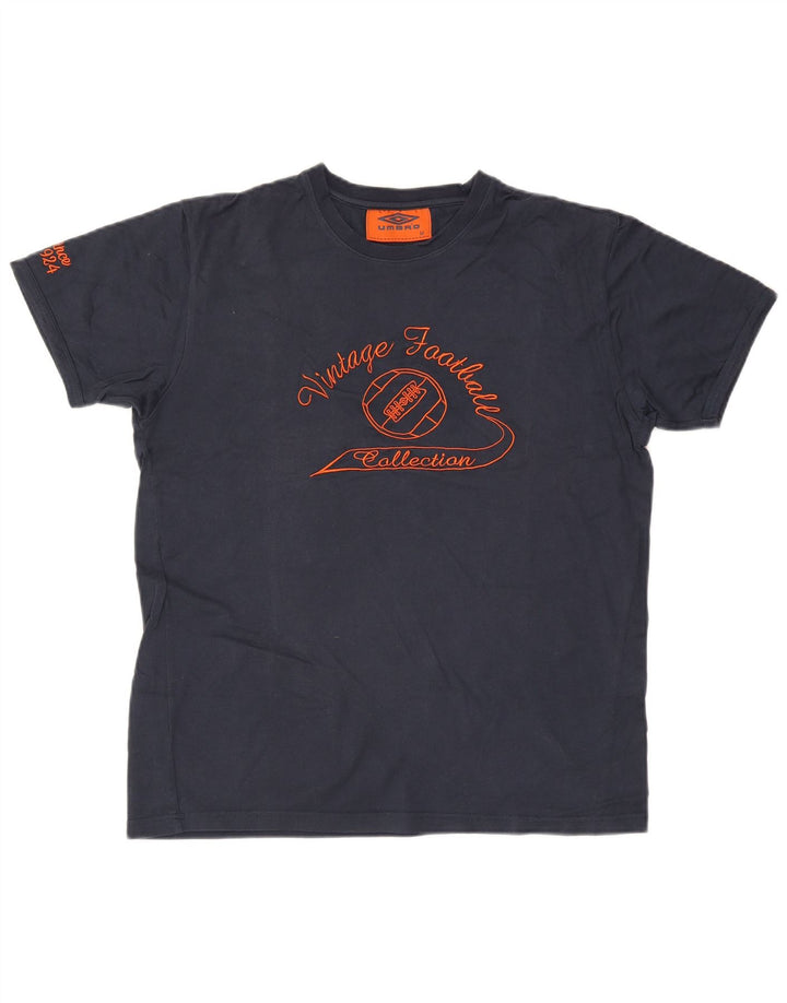 Camiseta gráfica masculina Umbro Top médio algodão azul marinho
