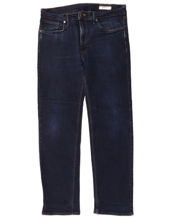 Jeans retos masculinos Marks & Spencer W34 L31 algodão azul marinho