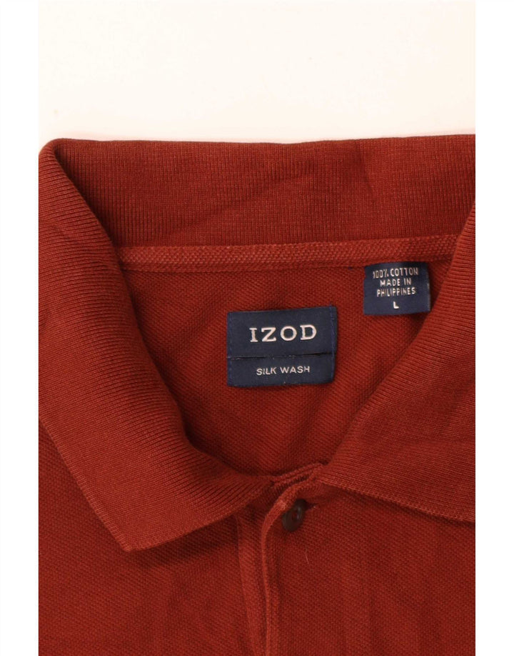 Camisa polo masculina Izod grande algodão marrom