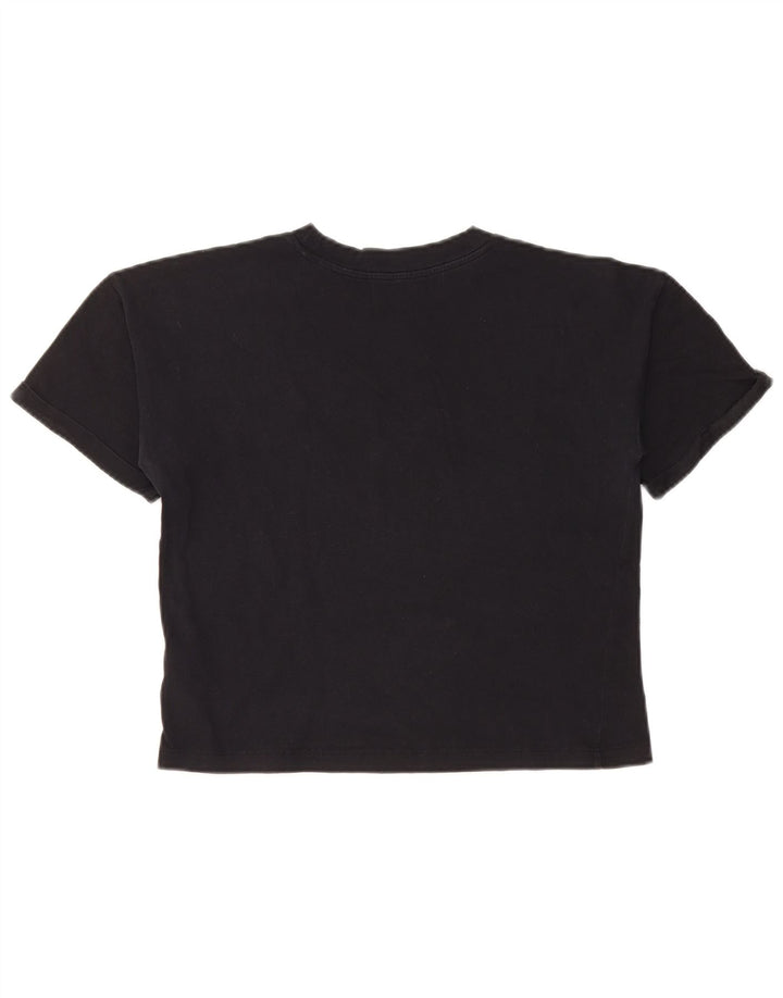 CALVIN KLEIN JEANS Camiseta feminina cropped com estampa gráfica UK 6 XS algodão preto