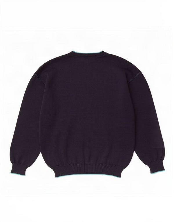 Suéter masculino vintage com decote em V IT 50 lã azul marinho médio