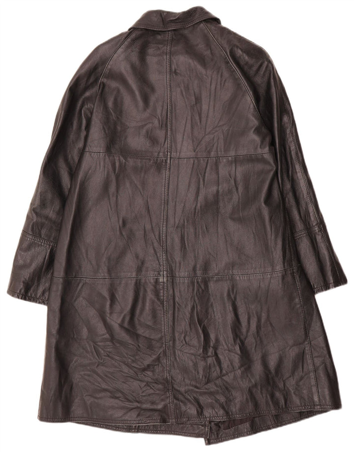 Casaco de couro feminino vintage IT 42 médio preto