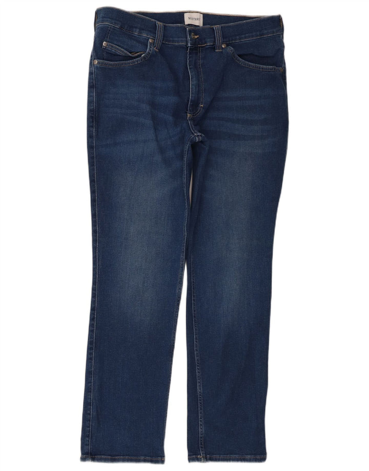 Mustang Mens Tramper Straight Jeans W36 L30 Azul Algodão