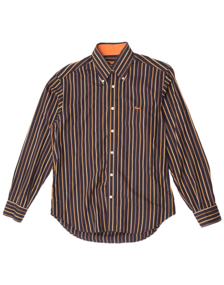 Camisa masculina Harmont & Blaine de algodão listrado azul marinho médio
