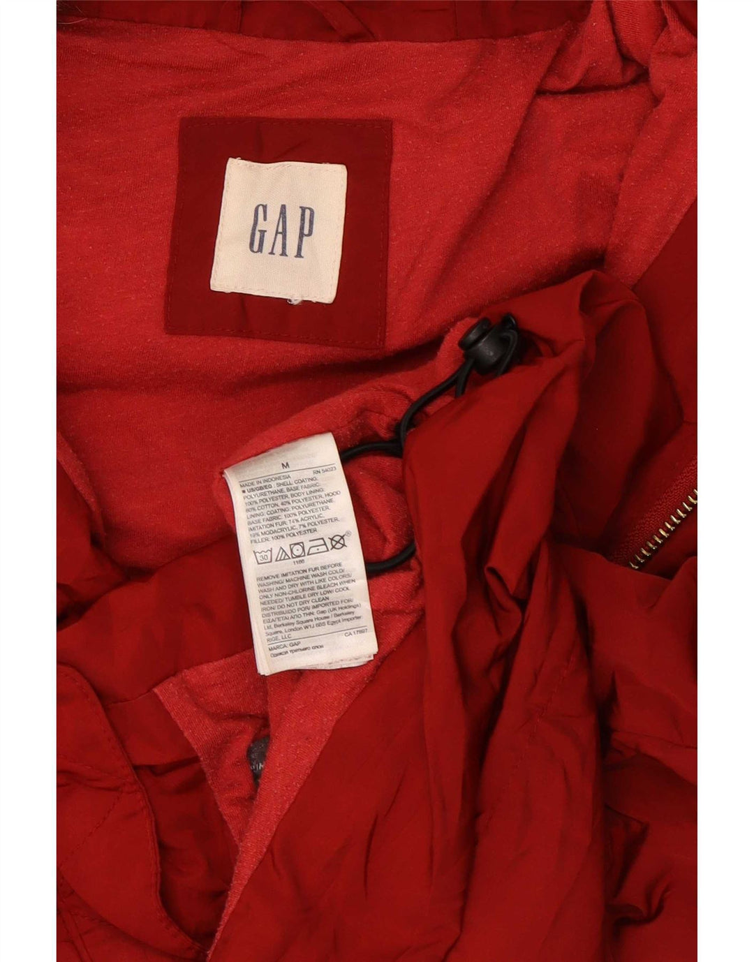 Colete acolchoado com capuz feminino Gap UK 14 poliéster vermelho médio