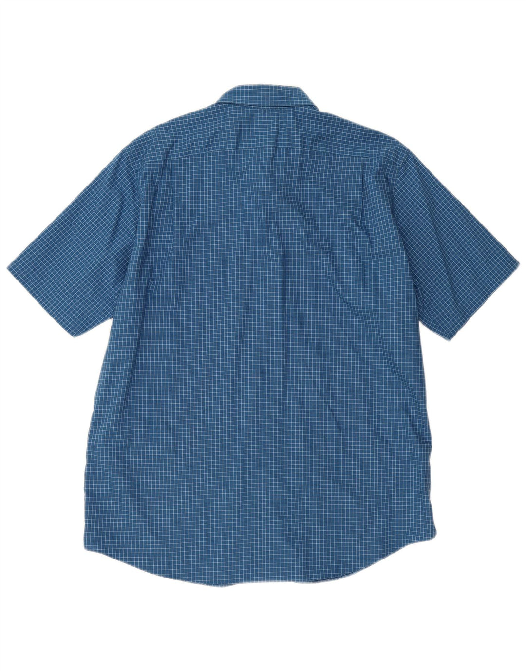 L.L.Bean Camisa masculina de manga curta com ajuste tradicional, algodão xadrez azul grande
