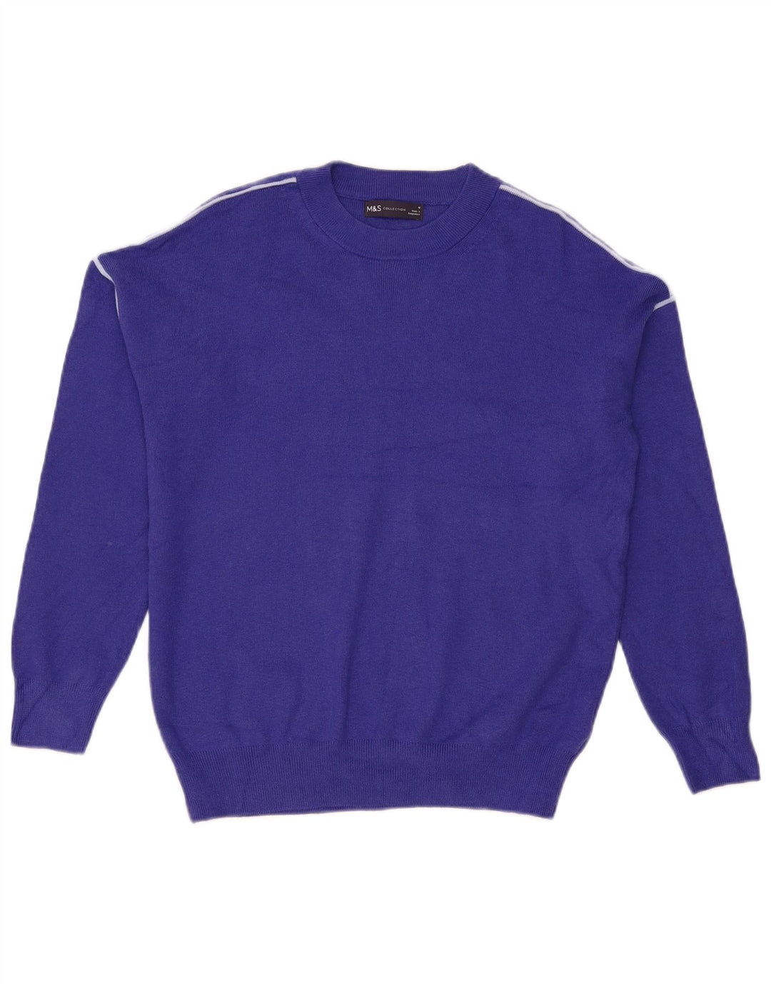 Suéter feminino Marks & Spencer com gola redonda Reino Unido 14 viscose azul médio