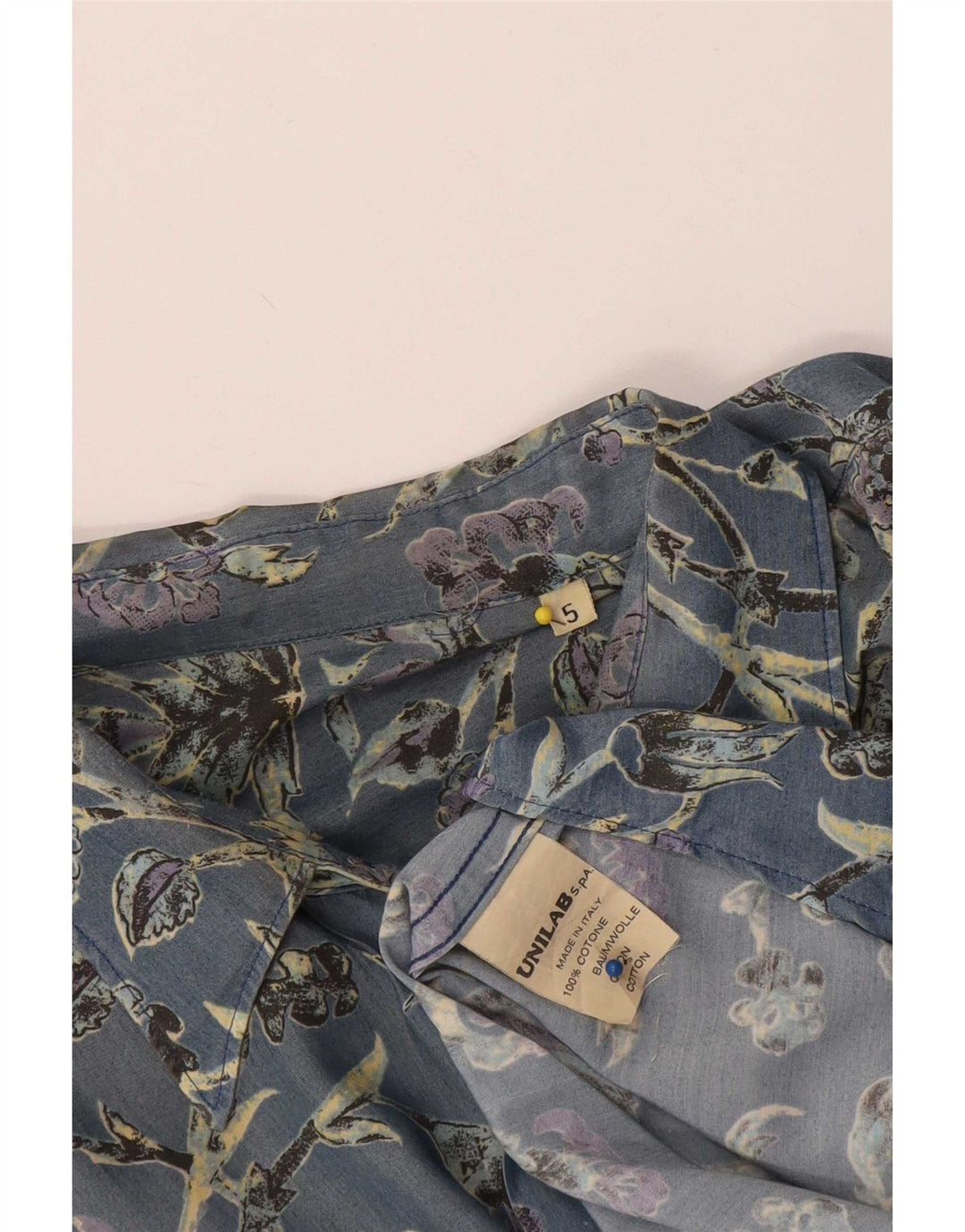 Camisa masculina vintage XL azul floral algodão