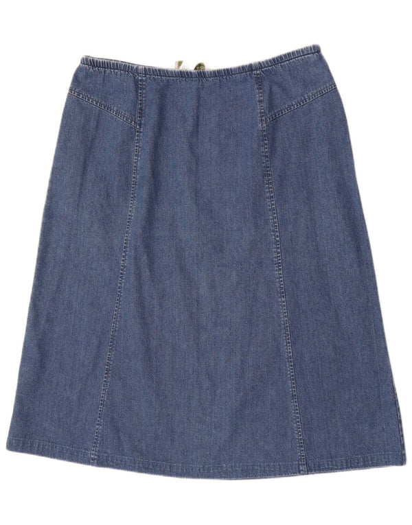 Saia jeans feminina Orvis Midi US 14 XL W34 algodão azul