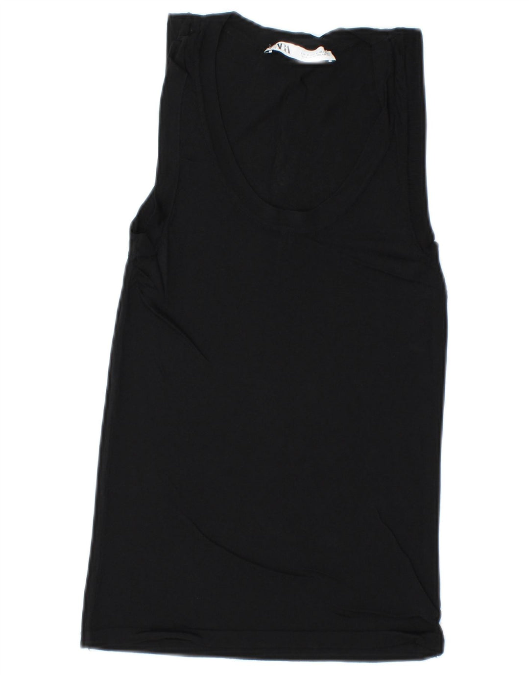 Zara Womens Vest Top UK 8 Pequeno Preto