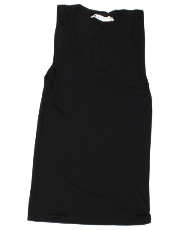 Zara Womens Vest Top UK 8 Pequeno Preto