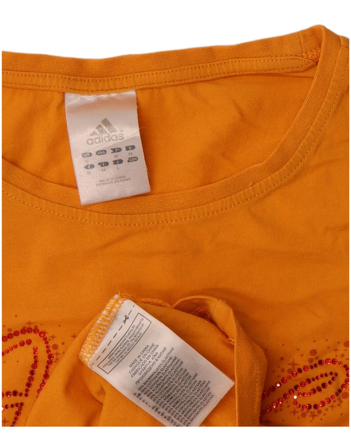 Adidas Camiseta Feminina Graphic Top UK 12 Médio Algodão Amarelo