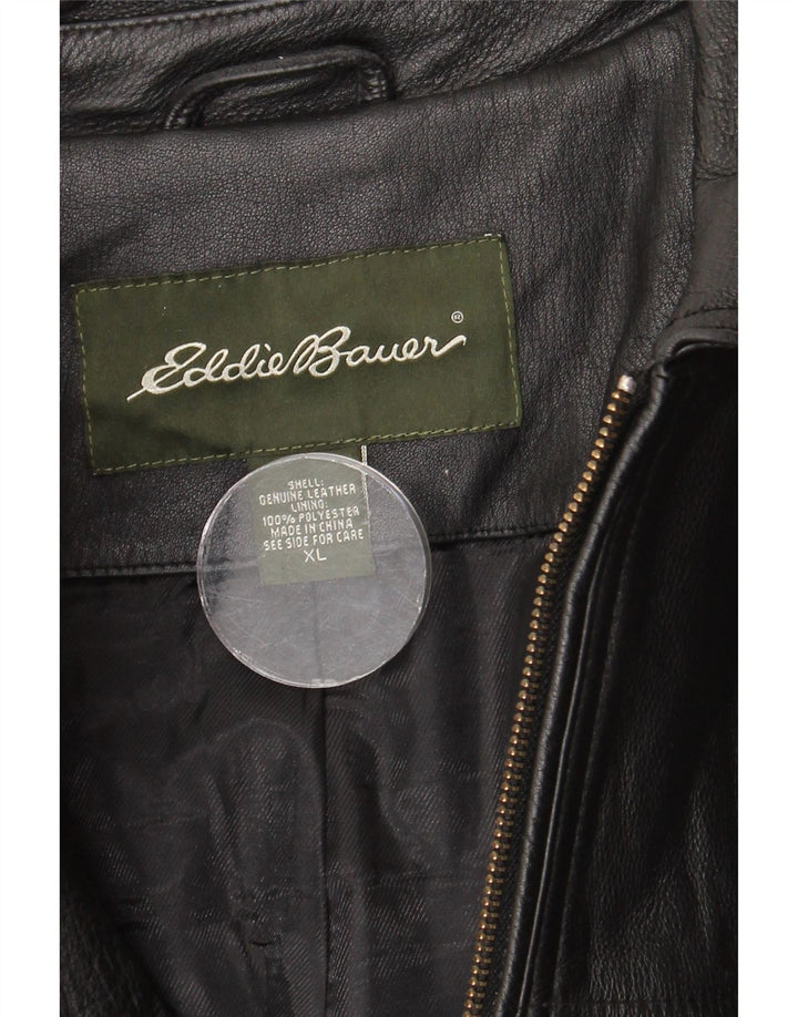 Jaqueta de couro masculina Eddie Bauer Reino Unido 42 XL couro preto