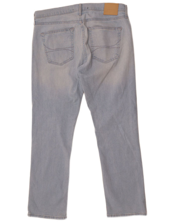 Hollister Mens Slim Straight Jeans W34 L30 Azul Algodão