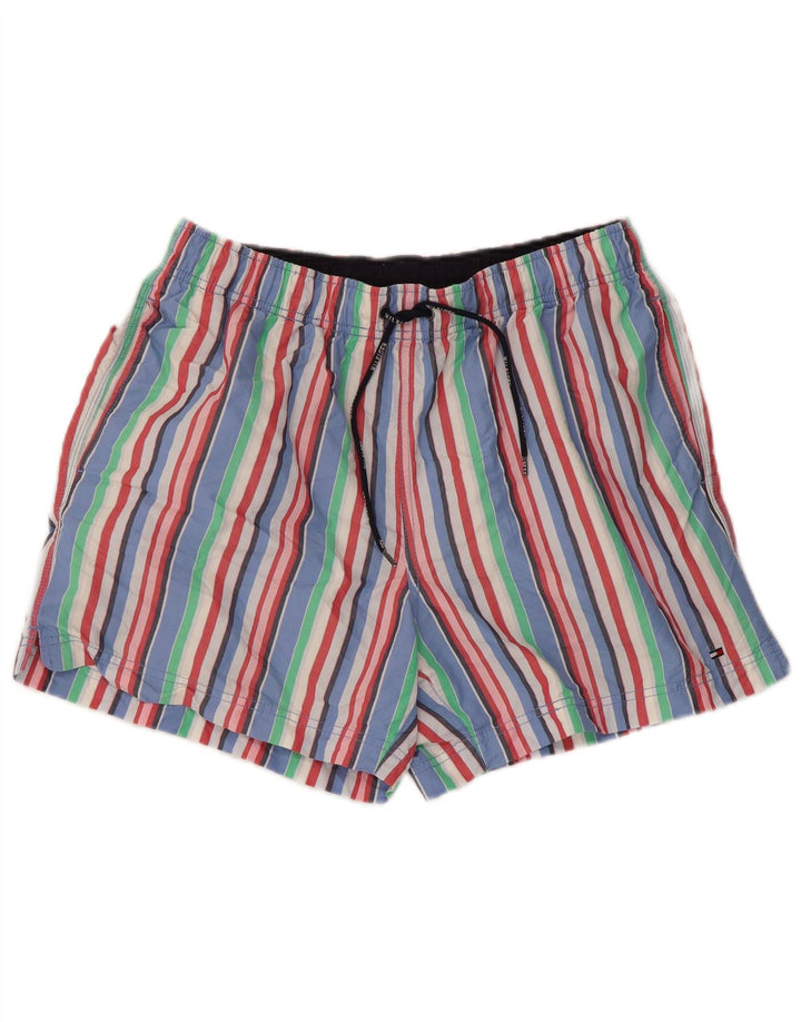 Shorts de natação masculino Tommy Hilfiger grande poliéster listrado multicolorido