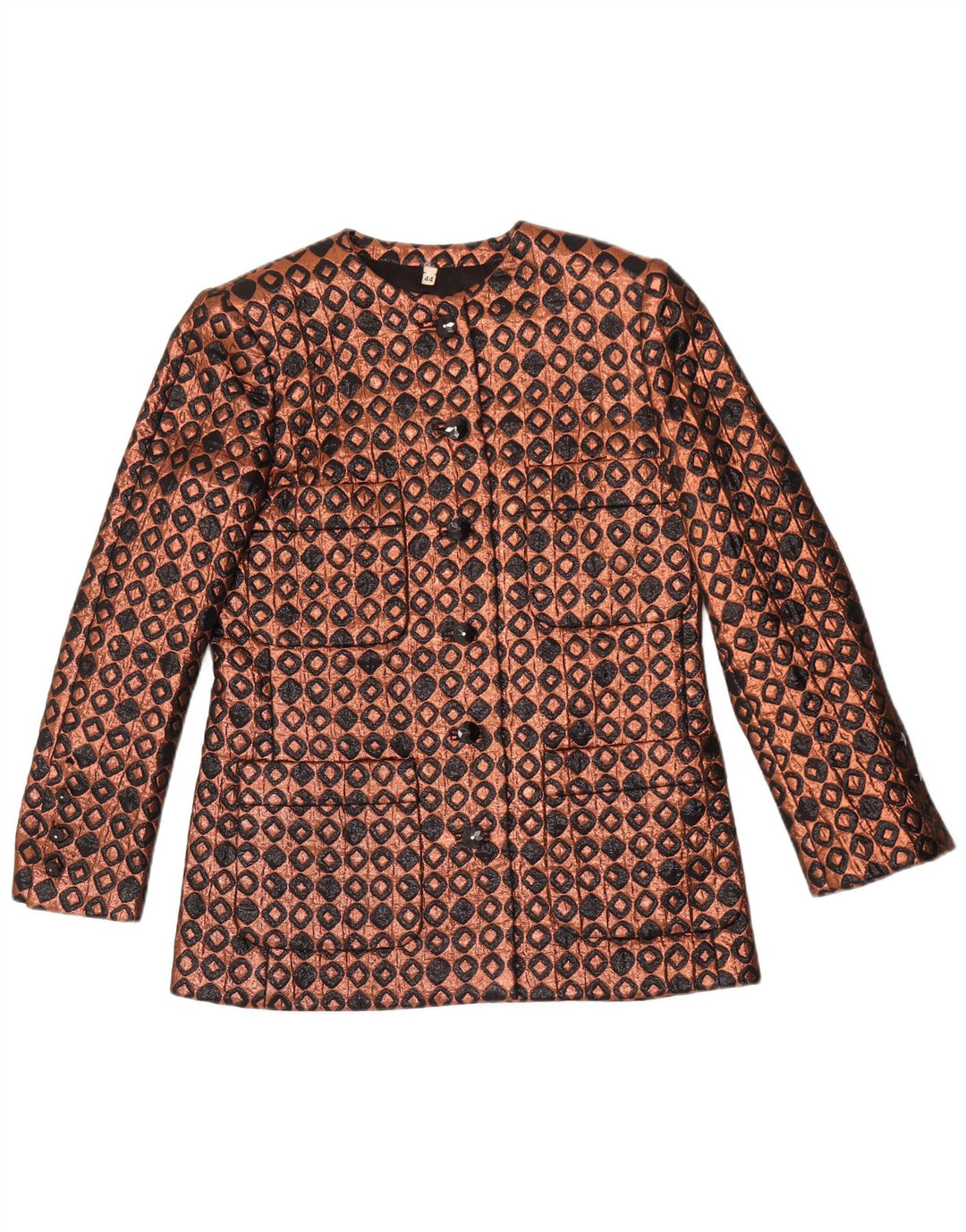 Jaqueta blazer feminina vintage de 6 botões IT 44 marrom médio geométrico