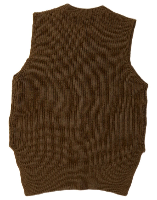 Marks & Spencer Womens Vest Tank Top UK 12 Medium Khaki Acrylic