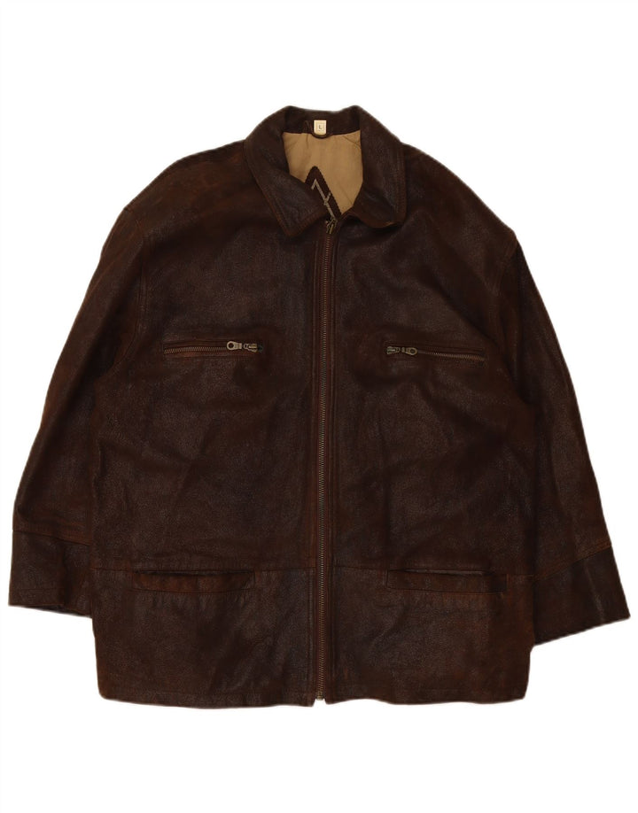 Jaqueta de couro masculina VINTAGE Reino Unido 40 grande couro marrom