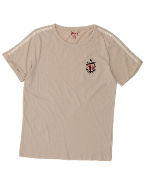 Camiseta feminina RIFLE UK 14 grande algodão branco