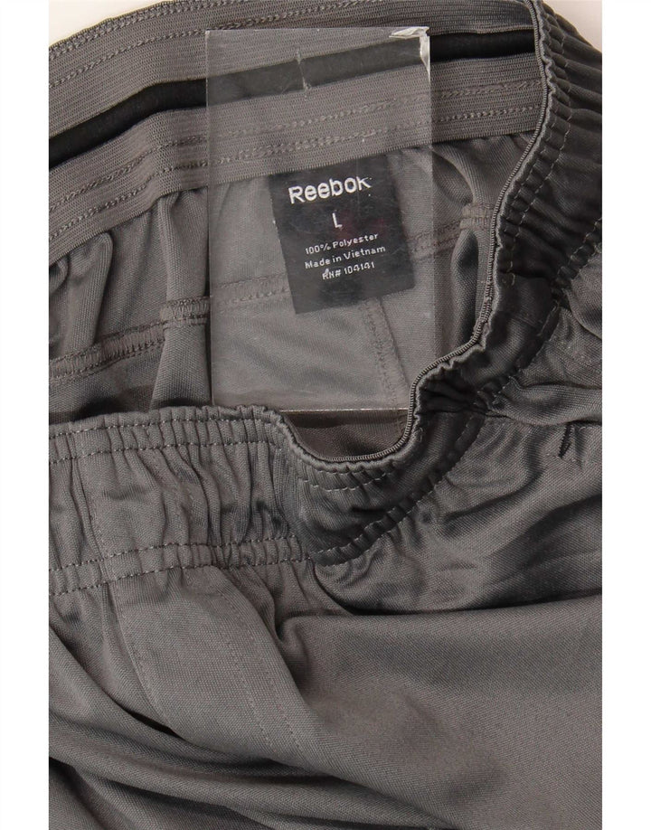 Calça de treino feminina Reebok UK 14 grande poliéster cinza