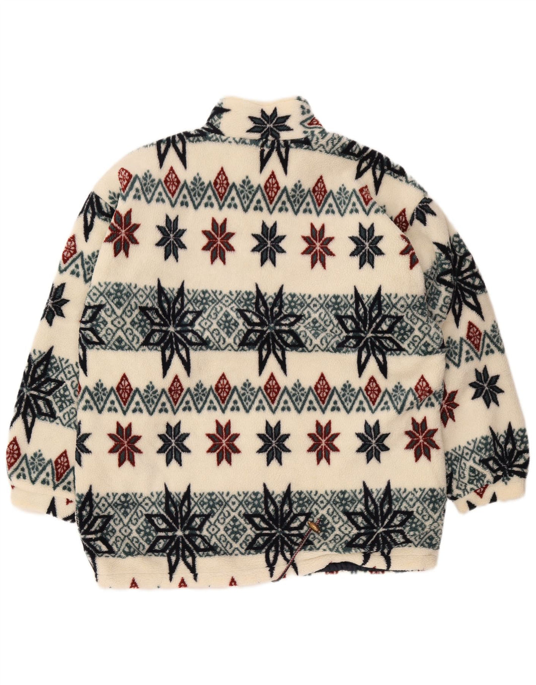 Revestimento de lã masculino vintage Reino Unido 40 grande poliéster Fair Isle branco