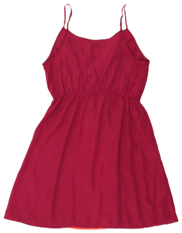 Vestido deslizante feminino MOSSIMO Reino Unido 14 grande poliéster colorblock cor de vinho