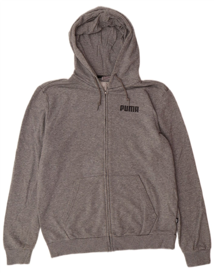 Suéter masculino PUMA com capuz e zíper médio cinza algodão