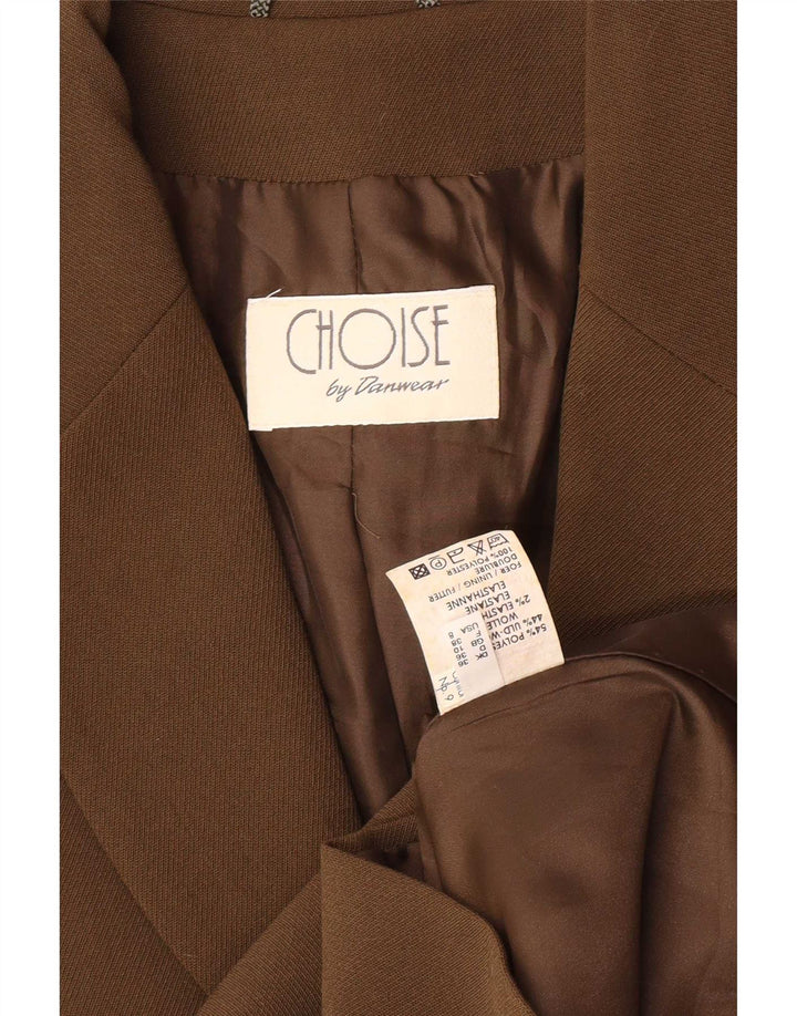 Jaqueta blazer feminina de 2 botões Choise by Danwear Reino Unido 10 pequena cáqui poliéster