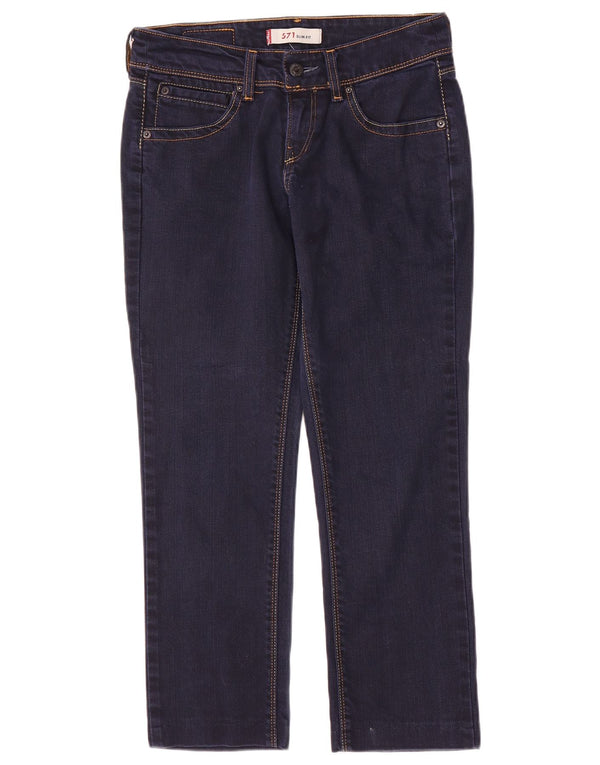 Calça jeans feminina Levi's 571 Crop Slim W28 L25 azul marinho algodão