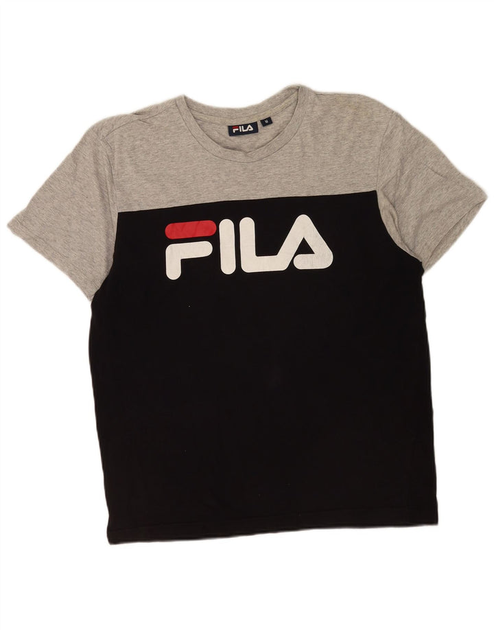 Camiseta masculina Fila Graphic Top médio preto colorblock algodão