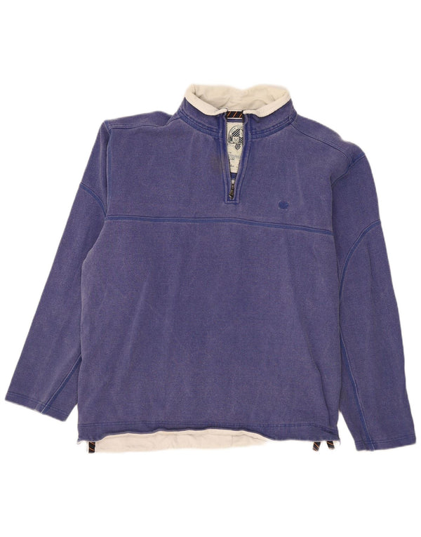 Crew Clothing Mens Zip Neck Moletom Jumper XL Azul Algodão